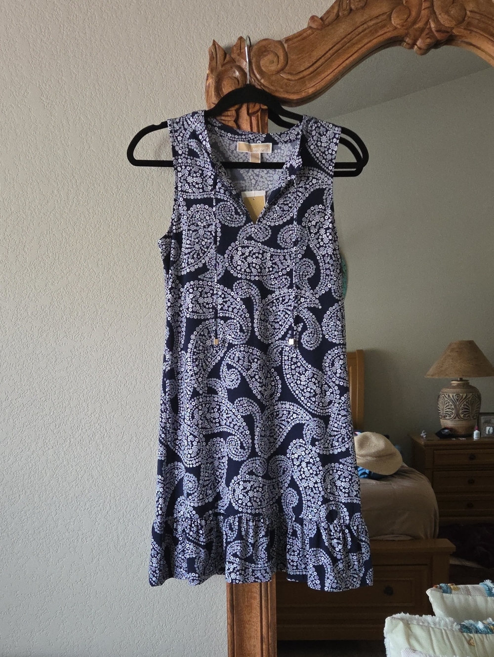 Michael Kors Sleeveless Navy Paisley Shift Dress